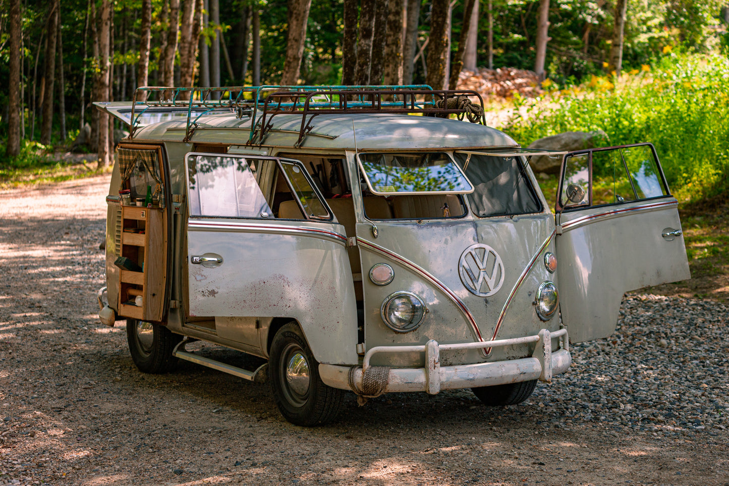 Split Window VW Bus 4-Piece Hemp Magnetic Blackout Front Curtain Set | 1949–1967