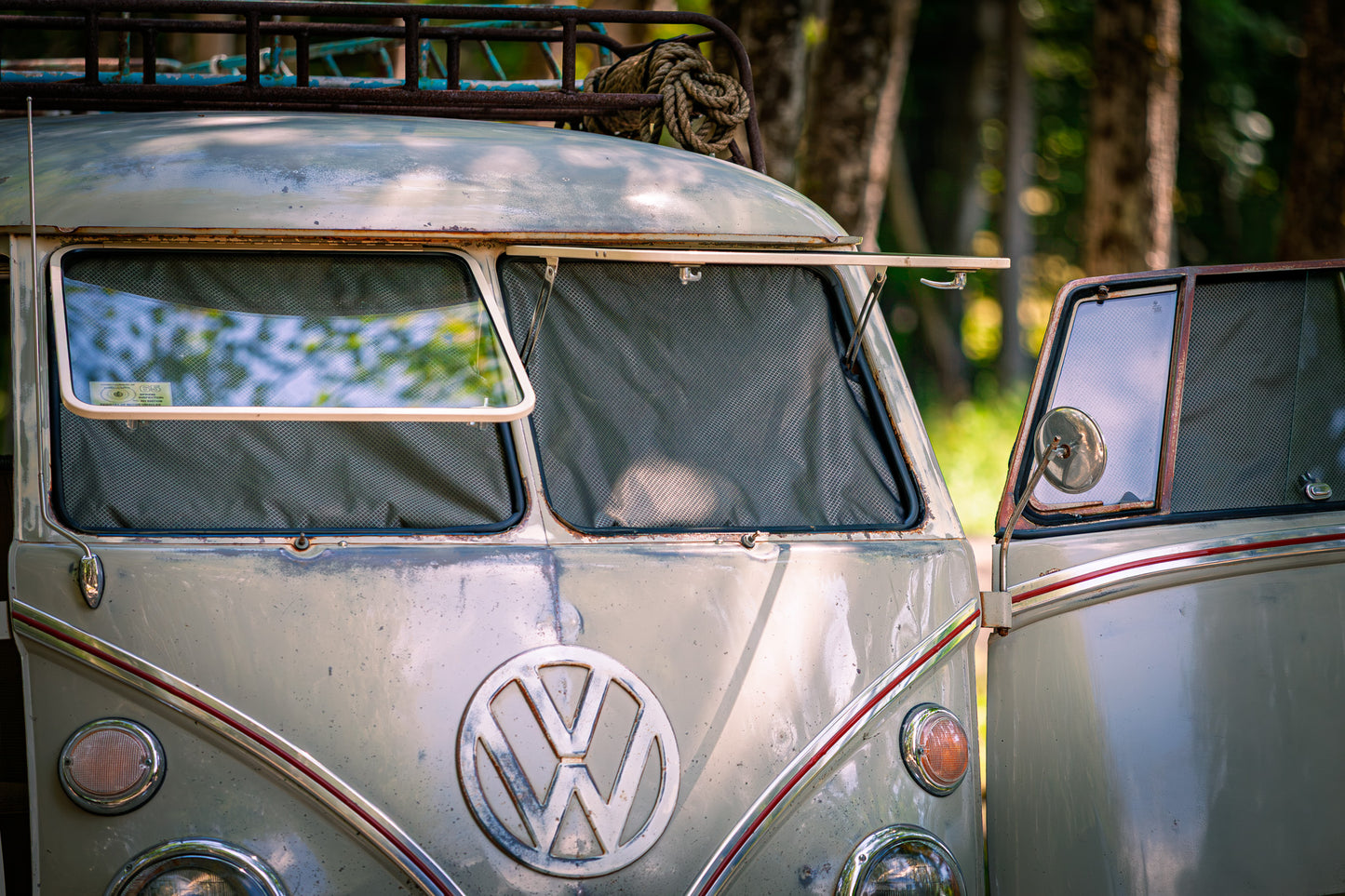 Split Window VW Bus 4-Piece Hemp Magnetic Blackout Front Curtain Set | 1949–1967