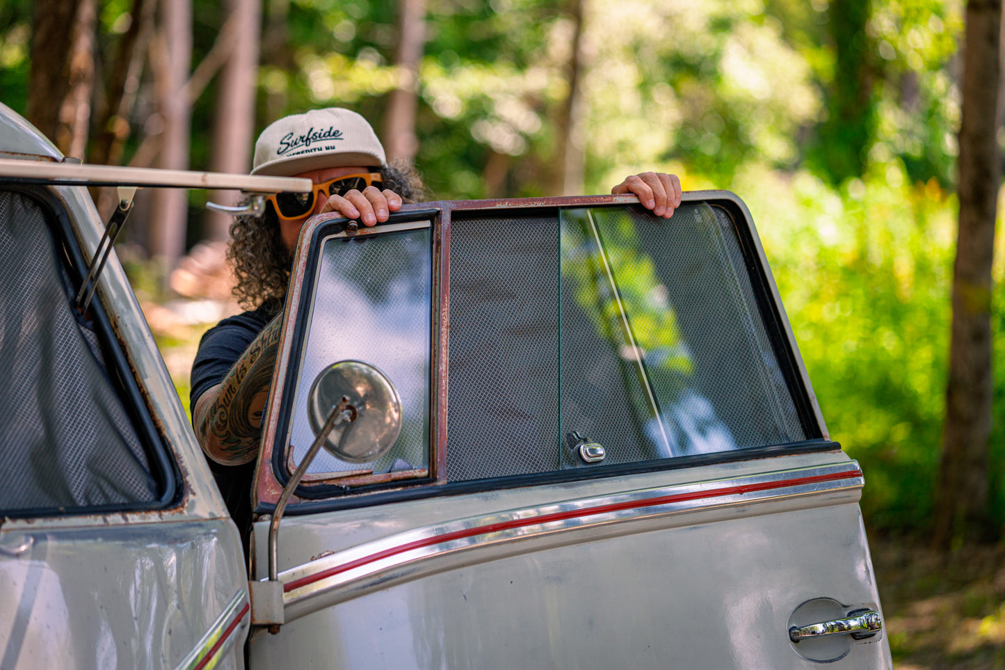 Split Window VW Bus 4-Piece Hemp Magnetic Blackout Front Curtain Set | 1949–1967